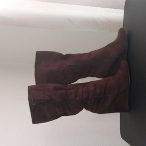 Faux suede fall knee high boots